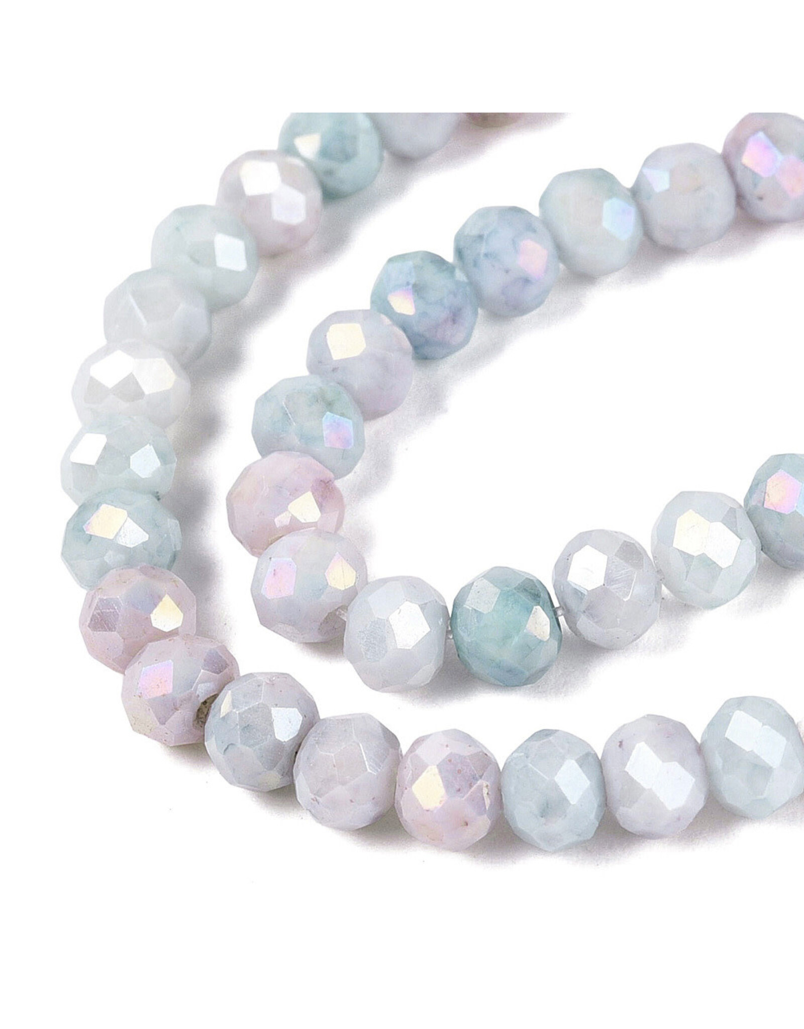 4x3mm Rondelle  Opaque Blue Pink Lustre Mix  x105
