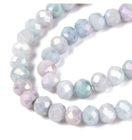 4x3mm Rondelle  Opaque Blue Pink Lustre Mix  x105