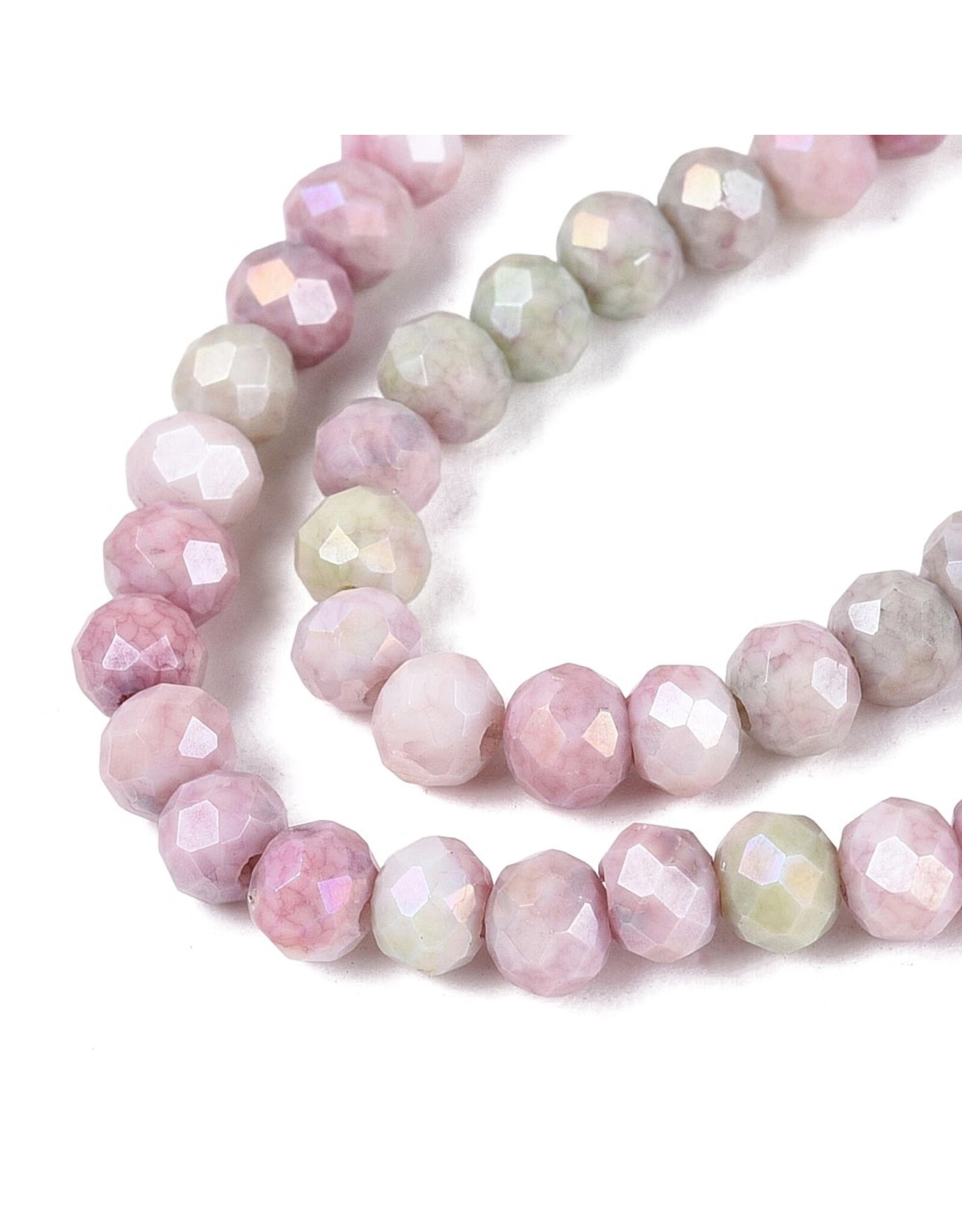 4x3mm Rondelle  Opaque Pink Green Lustre Mix  x105