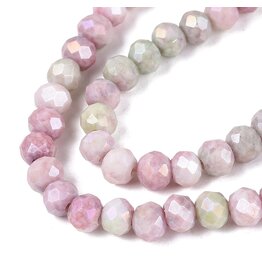 4x3mm Rondelle  Opaque Pink Green Lustre Mix  x105