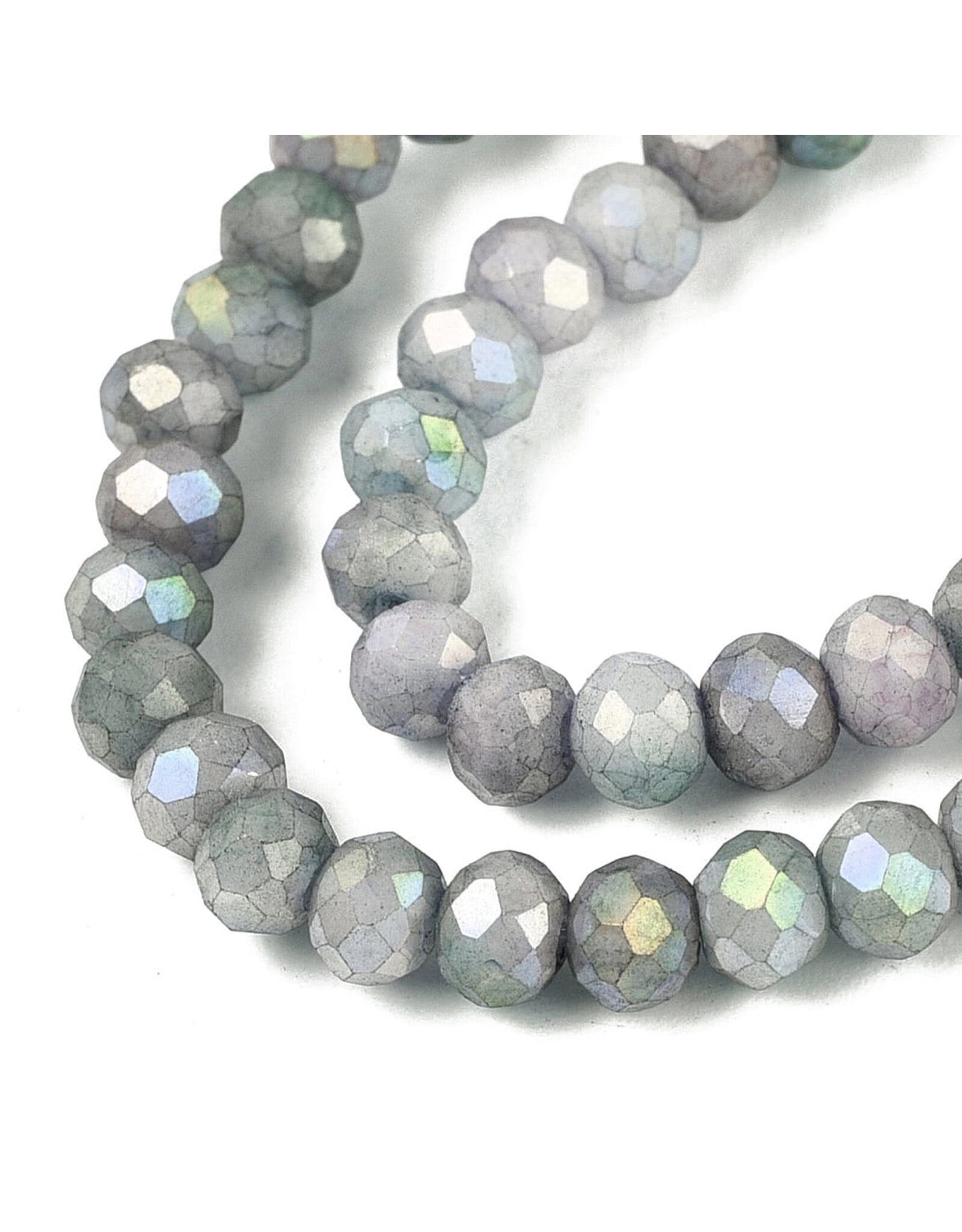 4x3mm Rondelle  Opaque Grey Purple Lustre Mix  x105