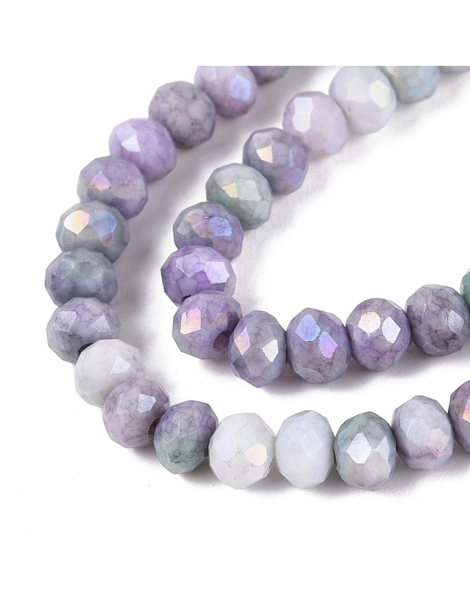 4x3mm Rondelle  Opaque Light Grey Purple  Lustre Mix  x105