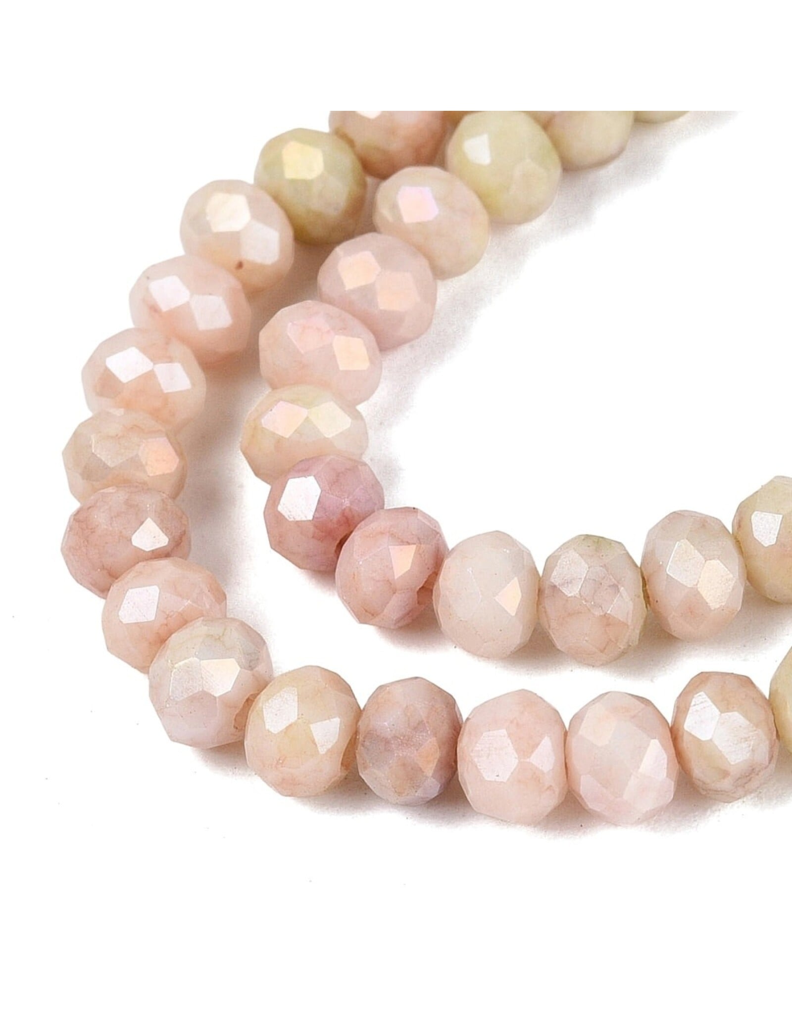 4x3mm Rondelle  Opaque Peach Green  Lustre Mix  x105