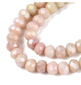 4x3mm Rondelle  Opaque Peach Green  Lustre Mix  x105