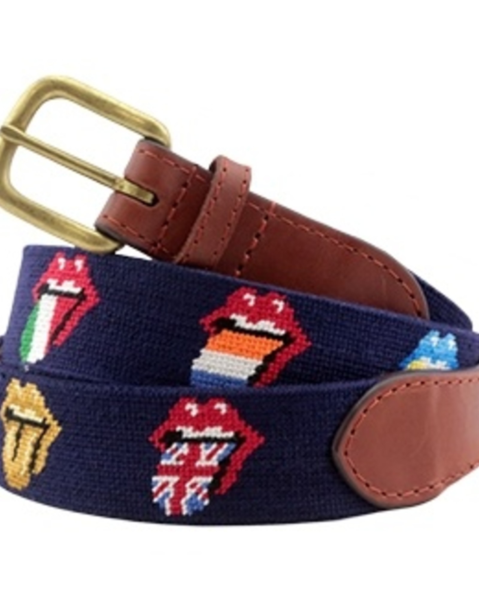 Smathers and Branson Rolling Stones Multi Lick Needlepoint Belt