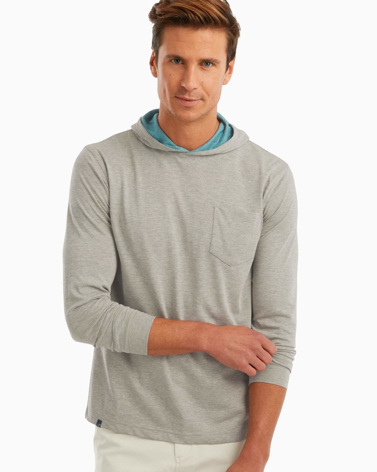 Johnnie O Gunnar Stripe Long Sleeve Hooded Tee