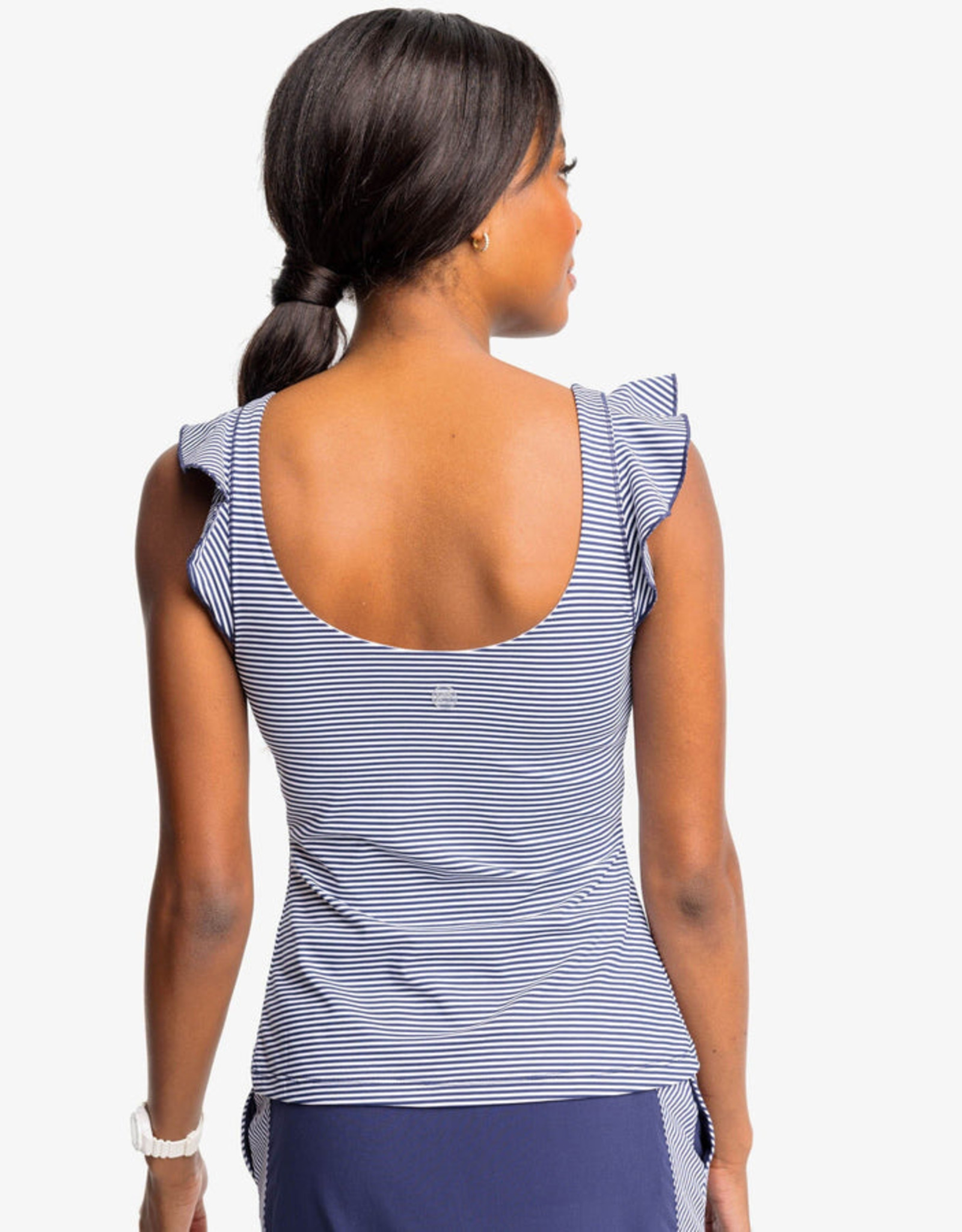 Southern Tide Lisi Stripe Active Ruffle Tank