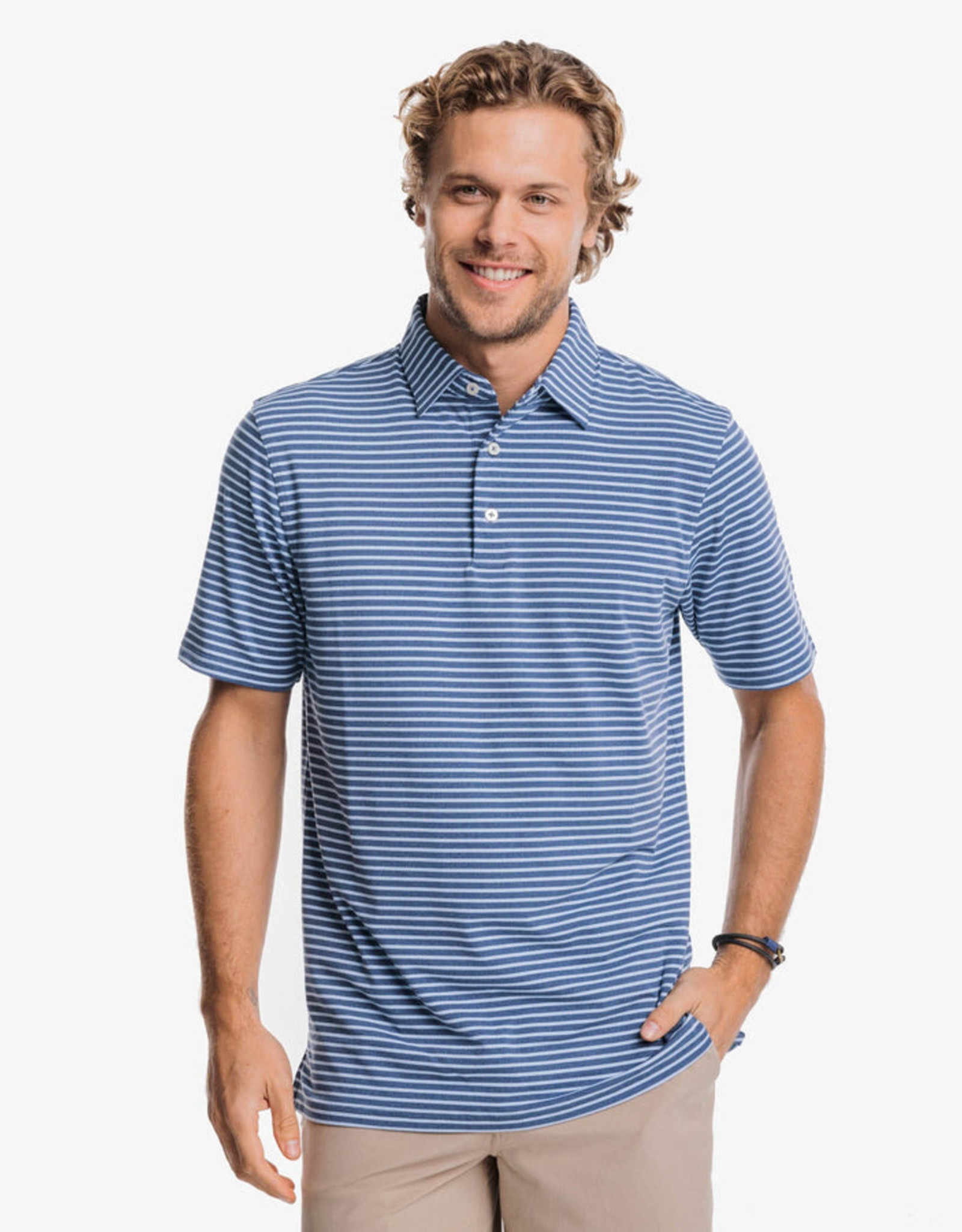 Southern Tide Marin Stripe Heather Performance Polo