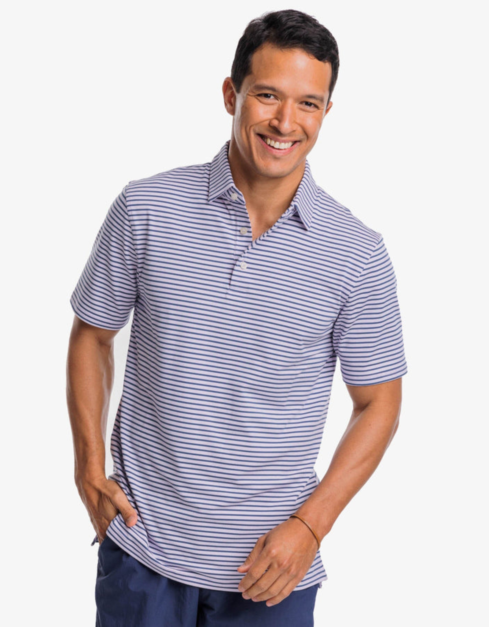 Southern Tide Marin Stripe Heather Performance Polo