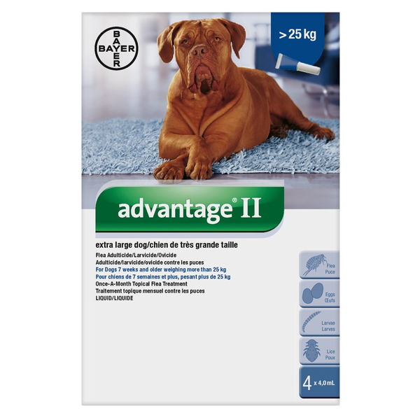 Bayer Advantage II - Extra Large Dog Flea Solution >25kg 4x0.4mL (4 doses)