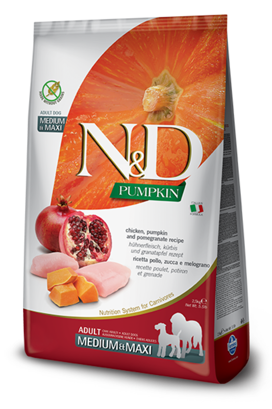 Farmina N&D Dog Dry - Pumpkin Chicken & Pomegranate Adult Med/Max 26.5lbs