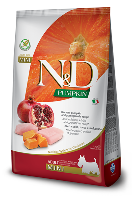 Farmina N&D Dog Dry - Pumpkin Chicken & Pomegranate Adult Mini 5.5lbs