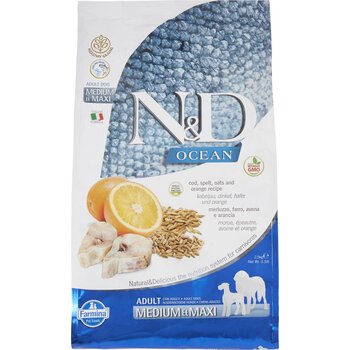 Farmina N&D Dog Dry - Ocean Ancestral Grain Cod & Oats Adult Med/Max 26.5lbs