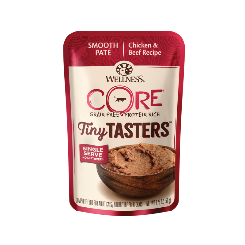 core Wellness Cat Wet - Core Tiny Tasters Chicken & Beef Pate 50g Pouch
