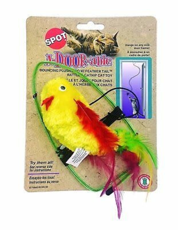 SPOT Spot Cat - A-Door-Able Bouncing Plush Bird w/ Feather Tail