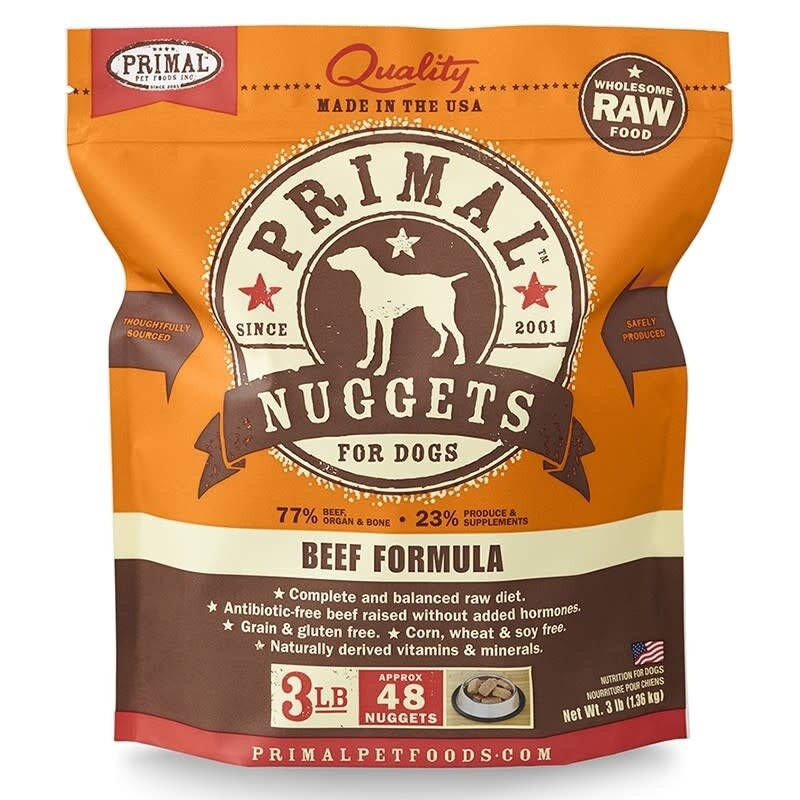 Primal Primal Frozen Raw Nuggets For Dogs Beef 3lbs