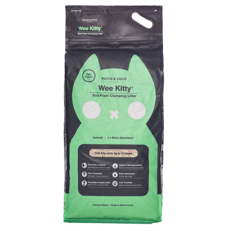 Rufus & Coco Rufus & Coco Cat - Wee Kitty Eco Plant Flushable Litter 9kg (Green)