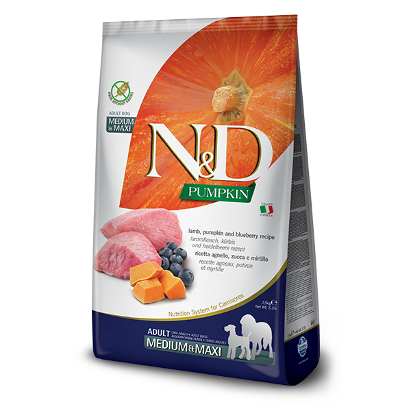 Farmina N&D Dog Dry - Pumpkin Lamb & Blueberry Adult Med/Max 26.4lbs