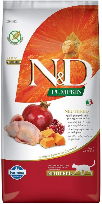 Farmina N&D Cat Dry - Pumpkin Quail & Pomegranate Neutered 11lbs