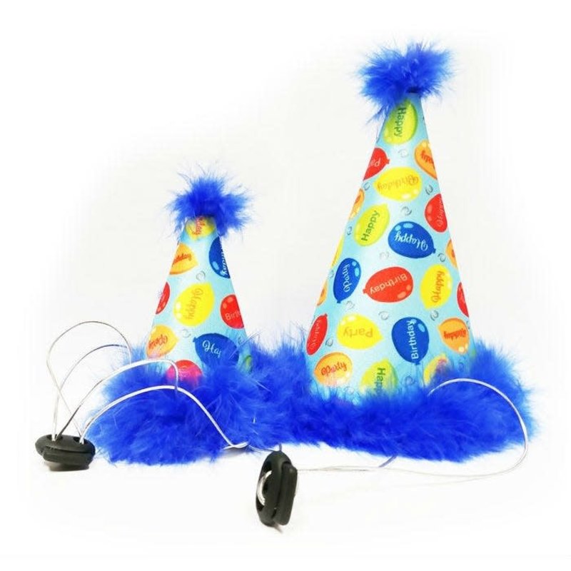 Huxley & Kent Small Party Hat for Dogs - Party Time Blue