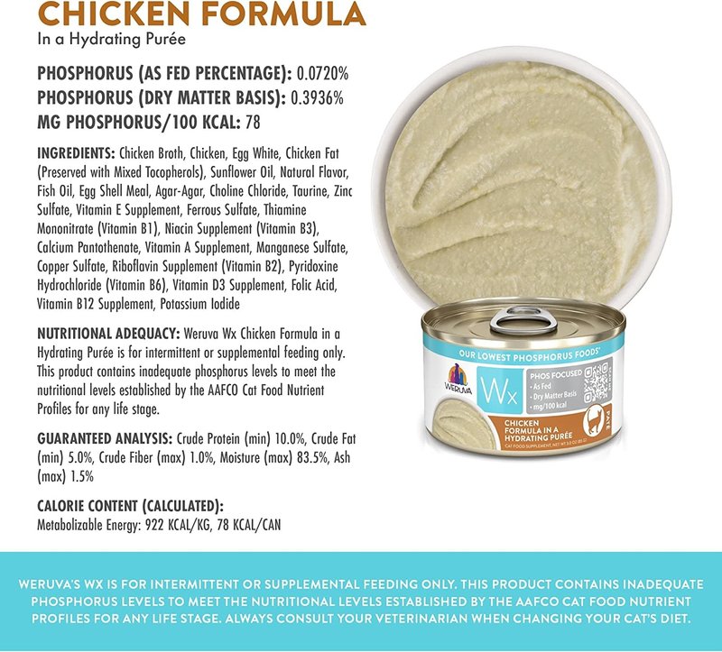 Weruva Weruva Cat Wet - Wx Phosphorus Focused Chicken Formula in a Hydrating Puree 3oz