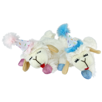 Multipet Products MultiPet Cat - Lamb Chop w/ Birthday Hat Catnip Toy (Assorted Colours)
