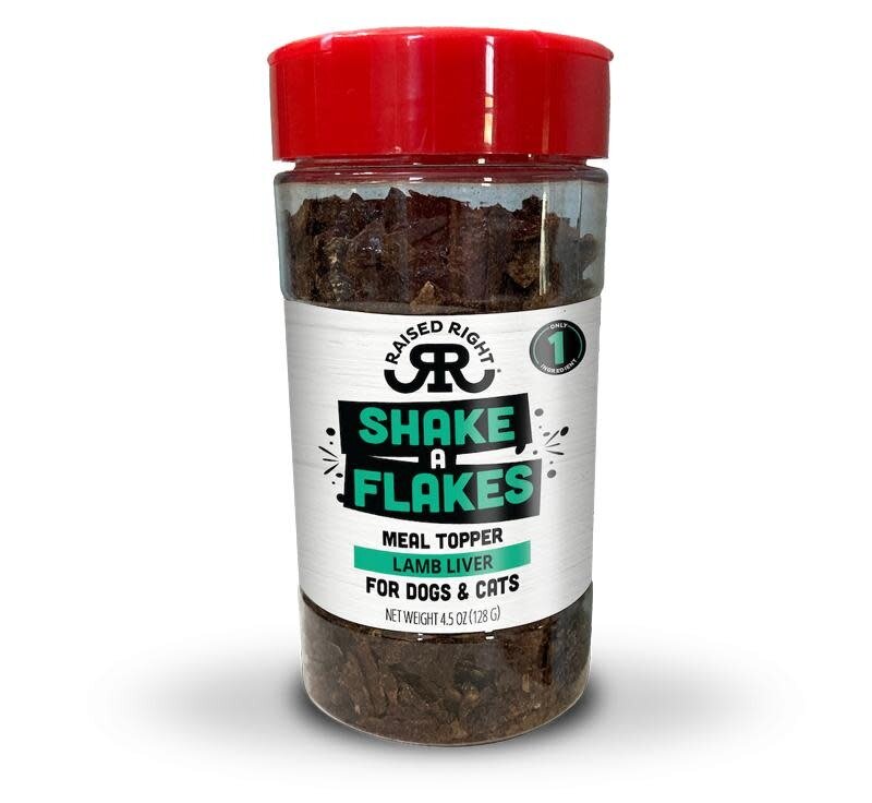Raised Right Shake A Flake Meal Topper Lamb Liver For Dogs and Cats