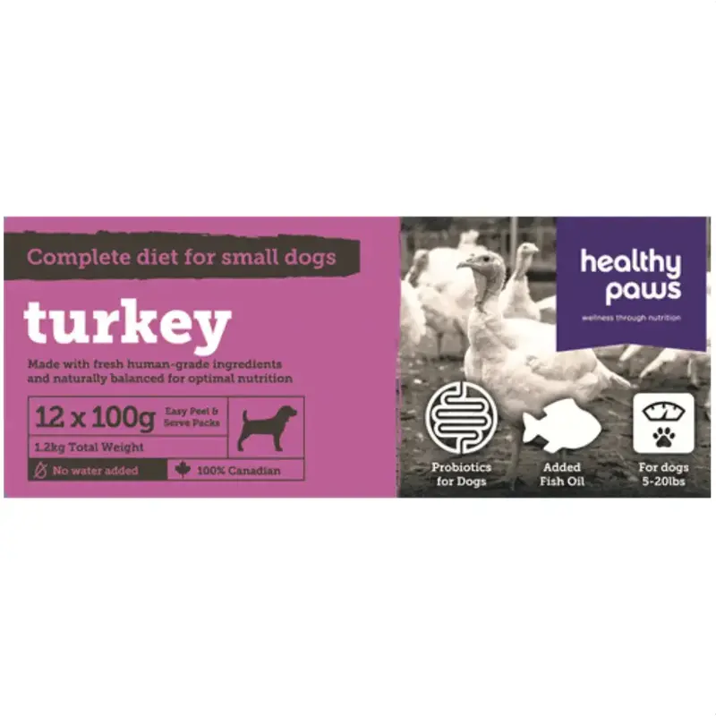 Healthy Paws Healthy Paws Complete Small Dog Dinner Turkey 12 x 100g