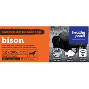 Healthy Paws Healthy Paws Complete Small Dog Dinner Bison 12 x 100g