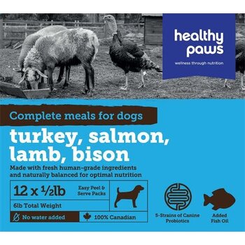 Healthy Paws Healthy Paws Complete Turkey, Salmon, Lamb, Bison Dinner  12 x 1/2 lb