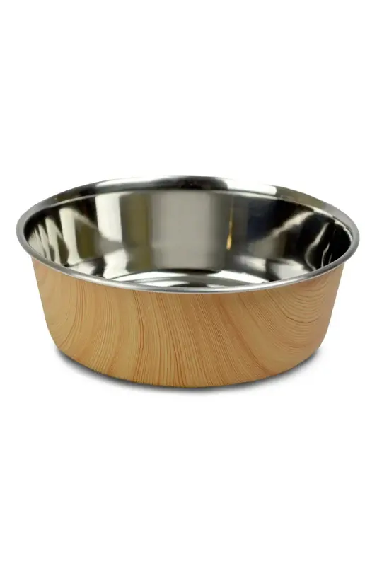 Our Pets OurPets® Durapet® - Premium Rubber-Bonded Stainless Steel Bowl Light Wood Small (2.25 cups)