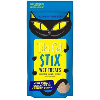 Tiki Cat Tiki Cat Stix Tuna & Scallops In Gravy 3oz pack w/ 6 Individually wrapped portions