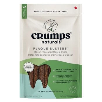 Crumps' Naturals Crumps' Naturals Dog Treat - Plaque Busters Dental Sticks Bacon 7" (10 pc)