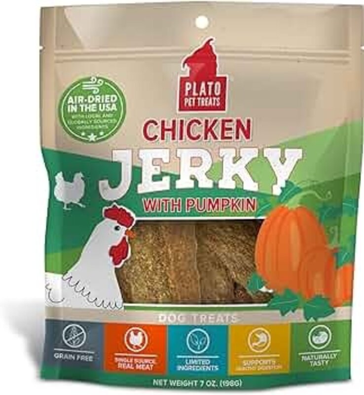 Plato Plato Pet Treats Chicken Jerky with Pumpkin