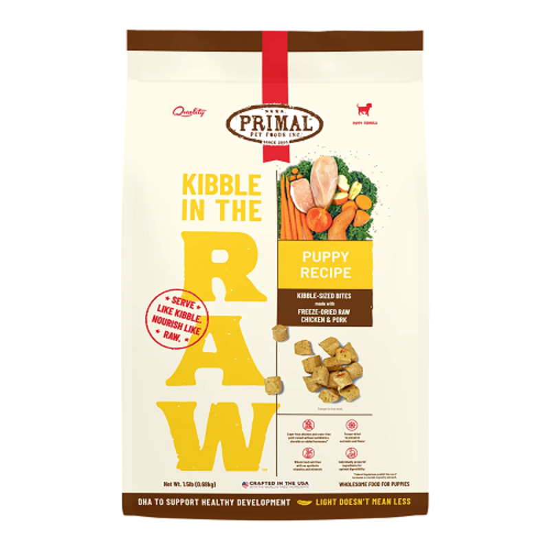 Primal Primal Kibble in the Raw Puppy Chicken and Pork Recipe 9Lbs