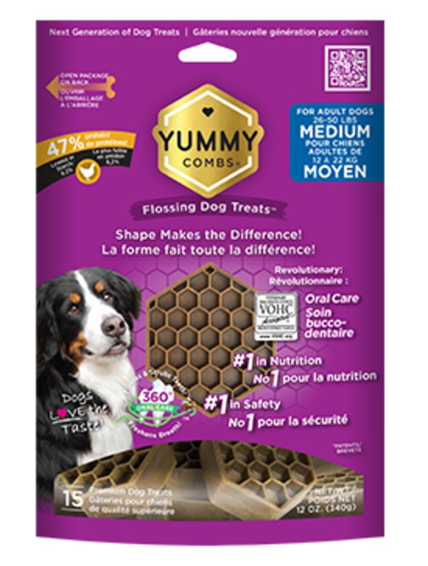 Yummy Combs Yummy Combs Dog - Flossing Dog Treats w/ Chicken Medium 12oz (Bag)