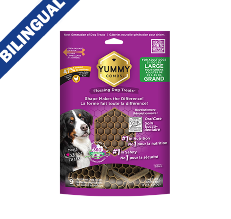 Yummy Combs Yummy Combs Dog - Flossing Dog Treats w/ Chicken Large 12oz (Bag)