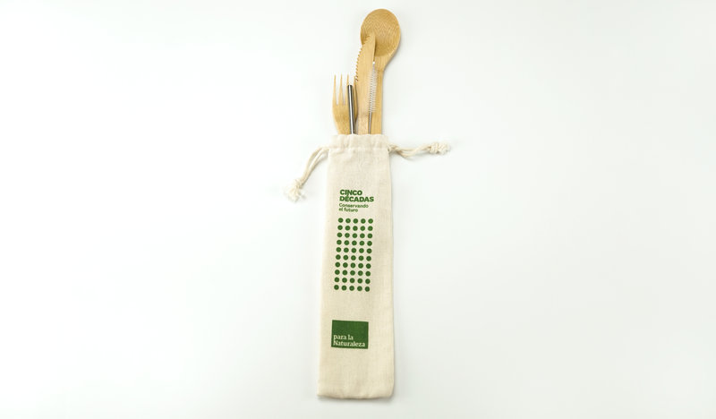 Bamboo utensil set with stainless steel straw and brush -  Five Decades