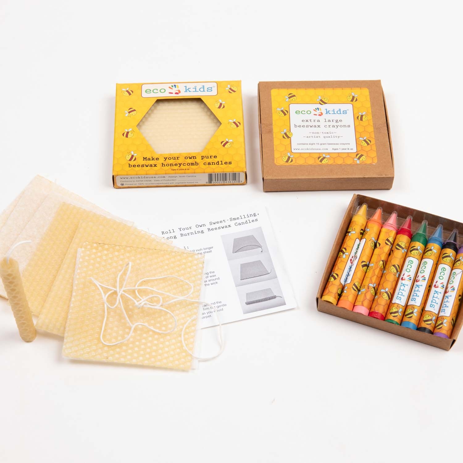 eco-kids kit de crayones y velas de cera de abeja