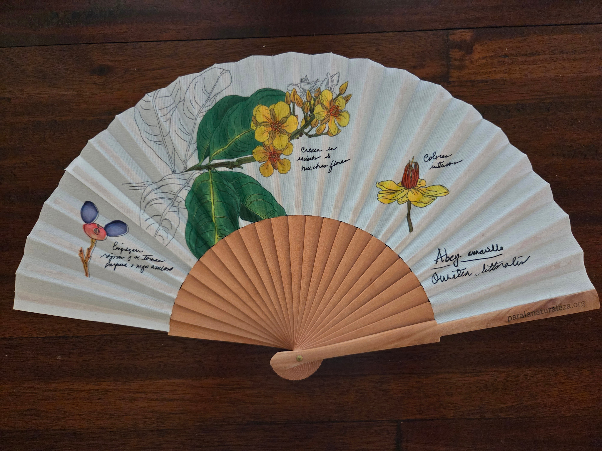 Abanico de mano PLN Abey amarillo