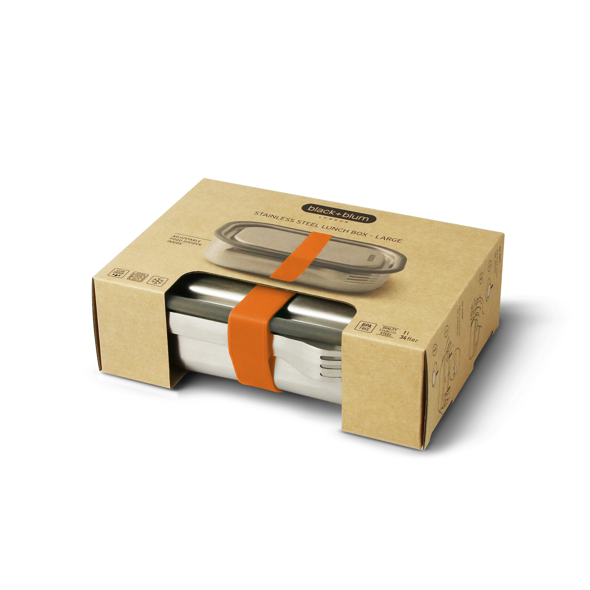 Black + Blum Fiambrera de Acero Inoxidable Grande 34oz./1L - Naranja