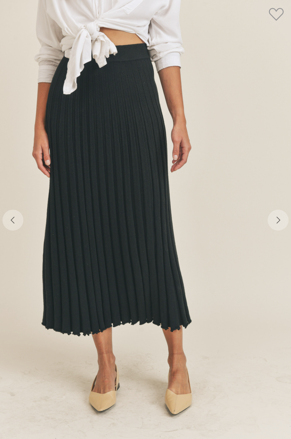 Black Knit Pleated Long Skirt