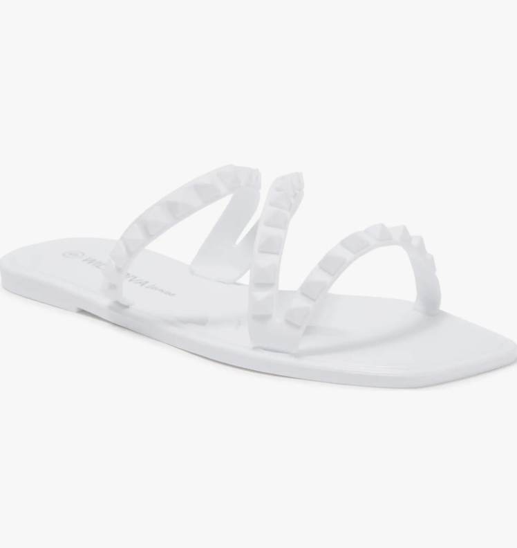 Jacee White Studded Z Strap Sandal