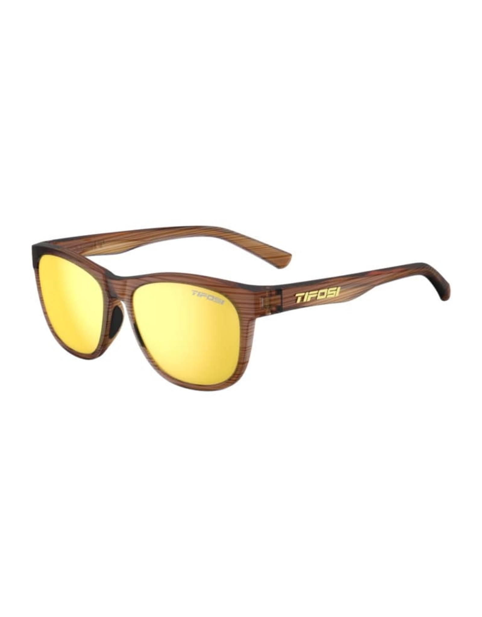 Tifosi Optics Swank, Woodgrain Single Lens Sunglasses - Smoke Yellow