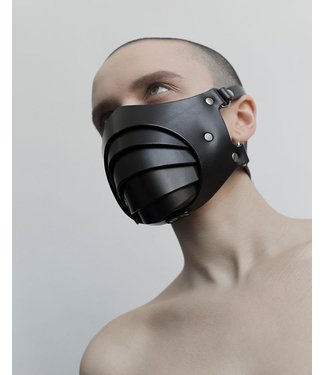 Dominus Segmented Black Leather Mask