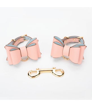 Jacksun Vegan Leather Bow Cuffs Pink