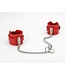 Jacksun Wrist Cuffs with Locking Heart Chain Red