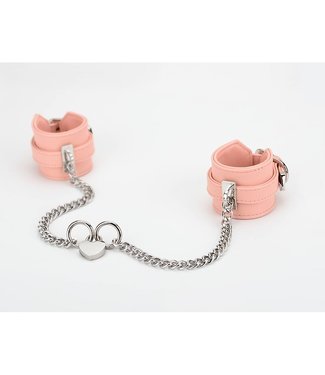 Jacksun Wrist Cuffs with Locking Heart Chain Pink