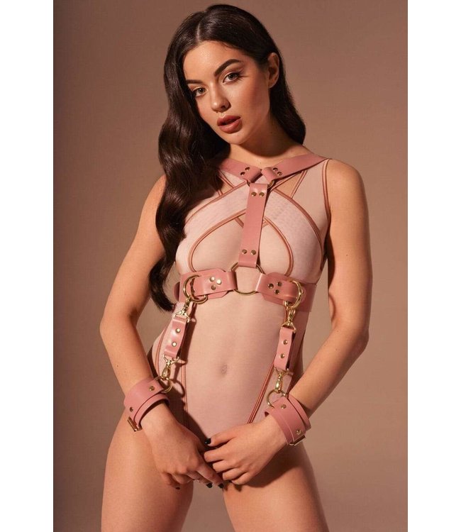 Leather Body Harness Bra with Nipple Cover, BDSM Italy