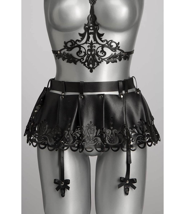 Voyeur X Lilly Leather Skirt with Garter